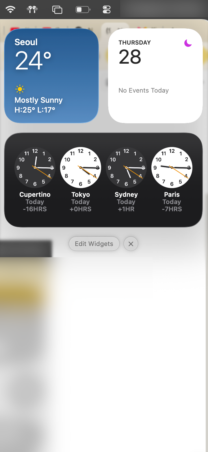 macOS Notification Center opened via fn+N keyboard shortcut